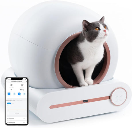 Self Cleaning Cat Litter Tray: Automatic Litter Box, 65L Extra Large Cat Litter Box with APP Control & Safety Protection & Odor Removal, Closed Smart Cat Toilet with Mat for Multiple Cats