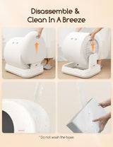 Self Cleaning Cat Litter Tray, Integrated Safety Protection Automatic Cat Litter Tray for Multiple Cats, Extra Large/Odor Removal/APP Control Smart Robot Tray with Mat & Liner