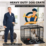 Dog Crate Cage For Large Dogs Heavy Duty 36 Inches Dog Kennel Pet Playpen For Training Indoor Outdoor With Plastic Tray Double Doors & Locks Design
