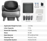 M1 Open-Top Self Cleaning Cat Litter Box, Automatic Cat Litter tray with APP Control, Odor-Free Waste Disposal Includes Trash Bags and Mat
