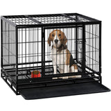 Dog Crate Cage For Large Dogs Heavy Duty 36 Inches Dog Kennel Pet Playpen For Training Indoor Outdoor With Plastic Tray Double Doors & Locks Design