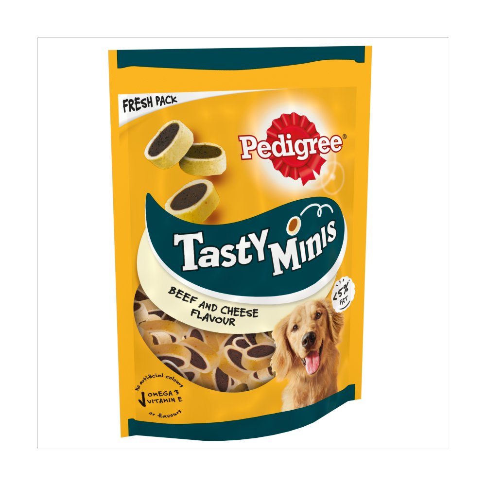 Pedigree Tasty Minis Adult Dog Treats Cheese & Beef Nibbles 140g (Pack of 8)