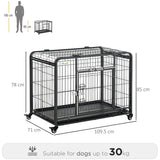 PawHut Metal Dog Cage Kennel Locking Door & Wheels Removable Tray Openable Top For Large Pets 109.5 x 71 x 78 cm