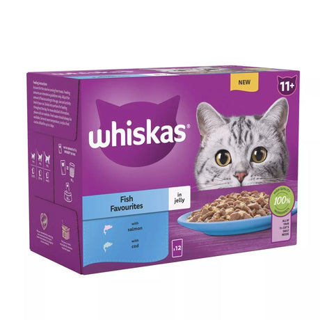 Whiskas Senior 11+ Fish Favourites in Jelly Wet Cat Food Pouches - 48 x 85g